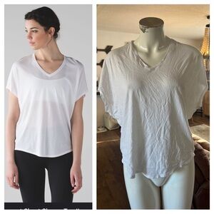 Women's White Lululemon Devout Tee II V-Neck Top Size 6 Approximately
